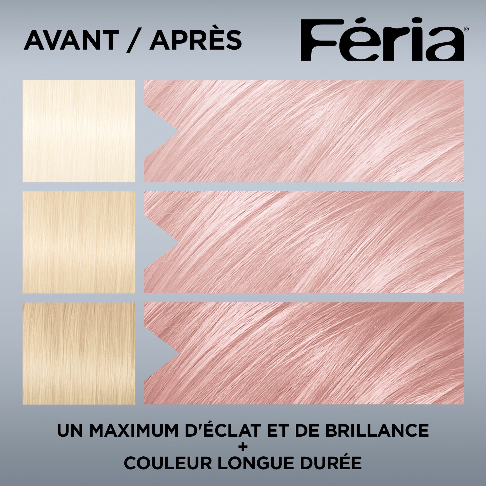 Avant et après la coloration Feria P2 Rose Fumé
